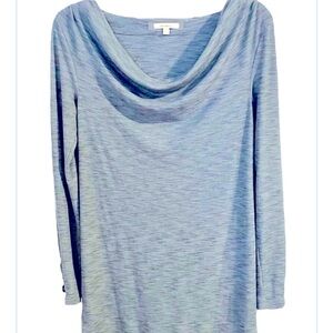 PURE GOOD Small Athletic Dress Long Sleeve Blue Grey Cowl Neck Sleeve Details